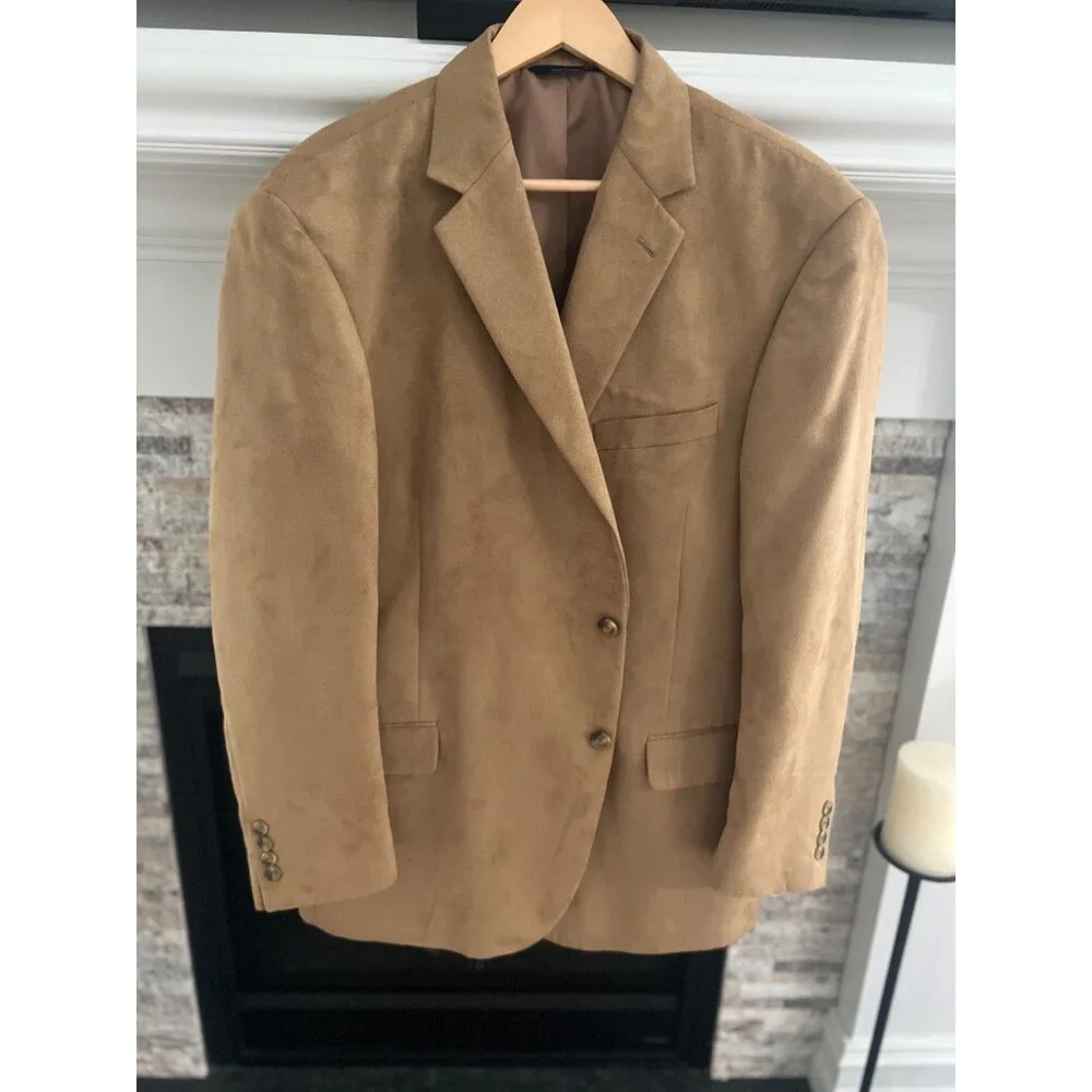 Docker's Mens Faux Suede Camel Color Blazer-Size 48R